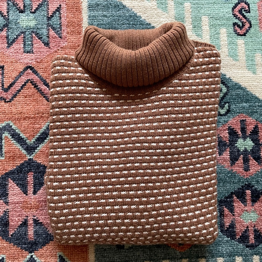 Jcrew brown and white turtleneck